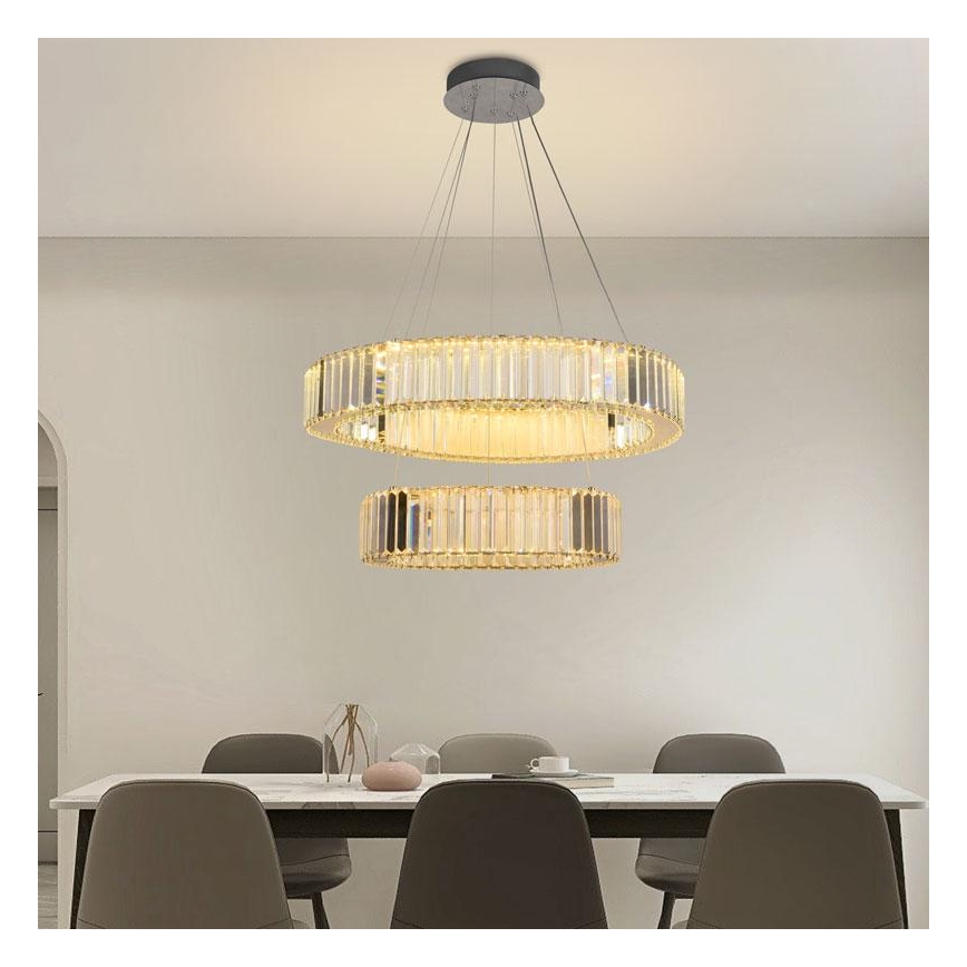 LED kristalni luster na lanku sa prigušiva funkcijom LED/65W/230V 3000-6500K sjajni hrom + daljinski upravljač