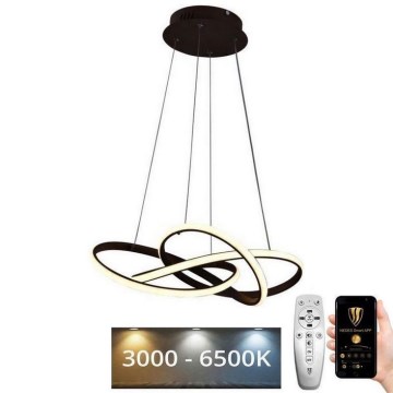 LED prigušiva luster na sajli LED/65W/230V 3000-6500K pr. 48 cm braon + daljinski upravljač