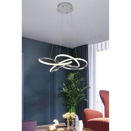 LED prigušiva luster na sajli LED/65W/230V 3000-6500K Ø 48 cm siva + daljinski upravljač