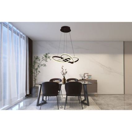 LED prigušiva luster na sajli LED/65W/230V 3000-6500K prečnika 48 cm braon + daljinski upravljač
