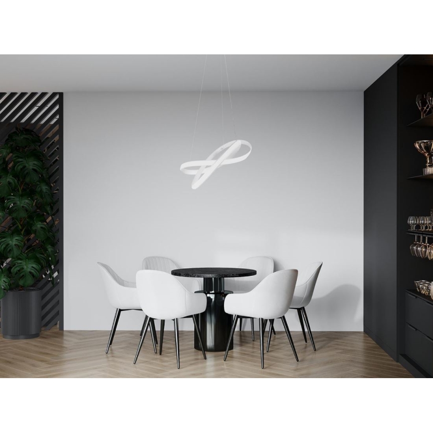 LED prigušiva luster na sajli LED/70W/230V 3000–6500K Ø 55 cm bela + daljinski upravljač