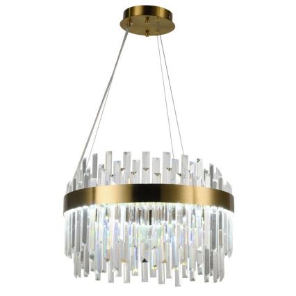 LED prigušiva kristalni luster na sajli LED/70W/230V 3000-6500K zlatni + daljinski upravljač