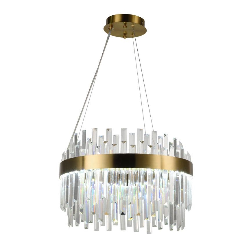 LED prigušiva kristalni luster na sajli LED/70W/230V 3000-6500K zlatni + daljinski upravljač