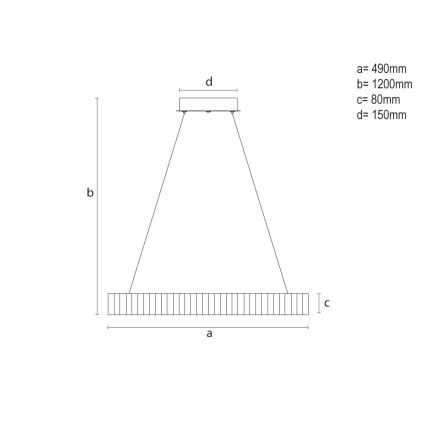 LED prigušiva luster na sajli, 75 W, 230 V, 3000-6500 K, prečnik 49 cm + daljinski upravljač