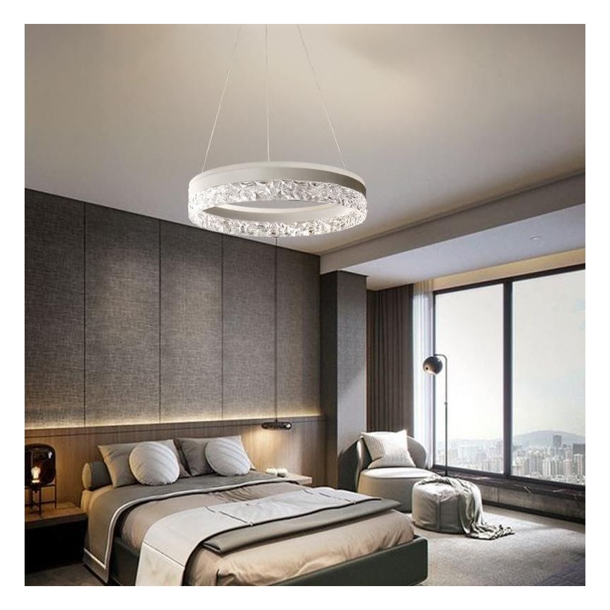 LED prigušiva luster na sajli LED/80W/230V 3000-6500K bela + daljinski upravljač