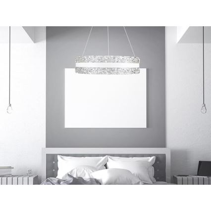 LED prigušiva kristalni luster na sajli LED/80W/230V 3000-6500K bela + daljinski upravljač