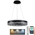 LED prigušiva luster na sajli LED/80W/230V 3000-6500K crna + daljinski upravljač