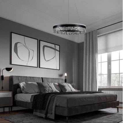 LED prigušiva luster na sajli LED/80W/230V 3000-6500K crna + daljinski upravljač