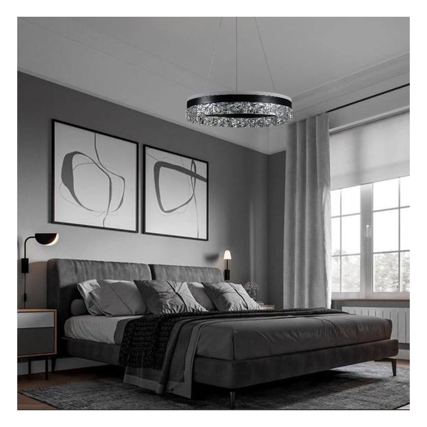 LED prigušiva luster na sajli LED/80W/230V 3000-6500K crna + daljinski upravljač