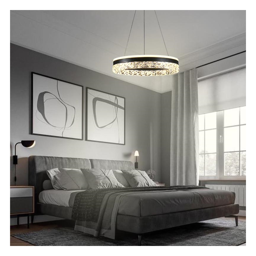 LED prigušiva luster na sajli LED/80W/230V 3000-6500K crna + daljinski upravljač
