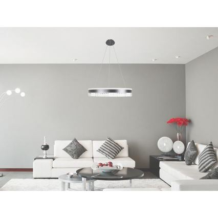 LED prigušiva kristalni luster na sajli LED/80W/230V 3000-6500K crna + daljinski upravljač