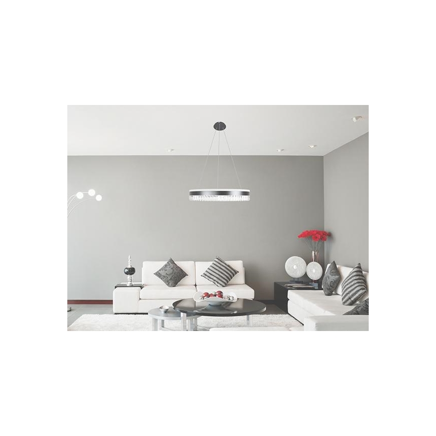 LED prigušiva kristalni luster na sajli LED/80W/230V 3000-6500K crna + daljinski upravljač