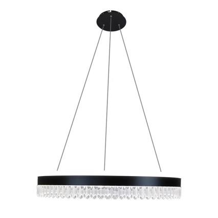 LED prigušiva kristalni luster na sajli LED/80W/230V 3000-6500K crna + daljinski upravljač