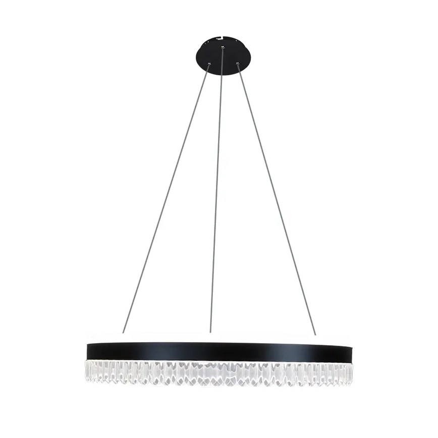 LED prigušiva kristalni luster na sajli LED/80W/230V 3000-6500K crna + daljinski upravljač