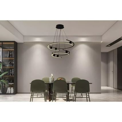 LED prigušiva viseća svetiljka na sajli LED/80W/230V 3000-6500K prečnik 60 cm + sa daljinskim upravljačem