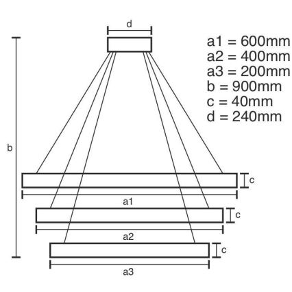 LED prigušiva luster na sajli LED/85W/230V 3000-6500K prečnik 60 cm + daljinski upravljač