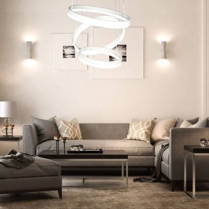 LED prigušiva luster na sajli LED/86W/230V 3000K beli