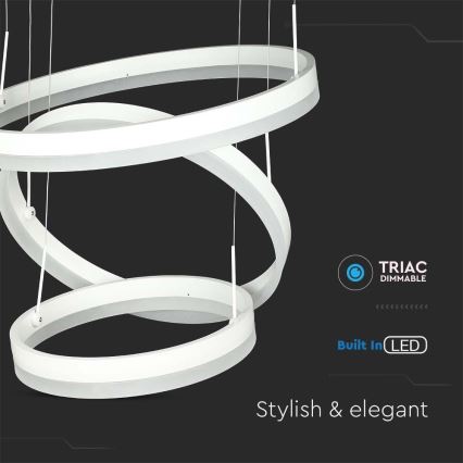 LED prigušiva luster na sajli LED/86W/230V 3000K beli
