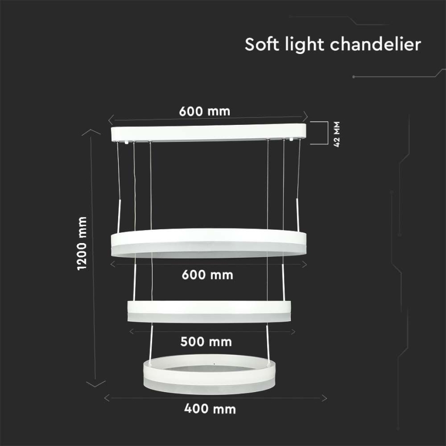 LED prigušiva luster na sajli LED/86W/230V 3000K beli