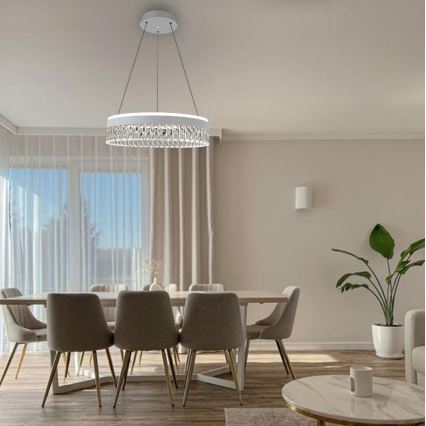 LED prigušiva kristalni luster na sajli LED/90W/230V 3000-6500K bela + daljinski upravljač