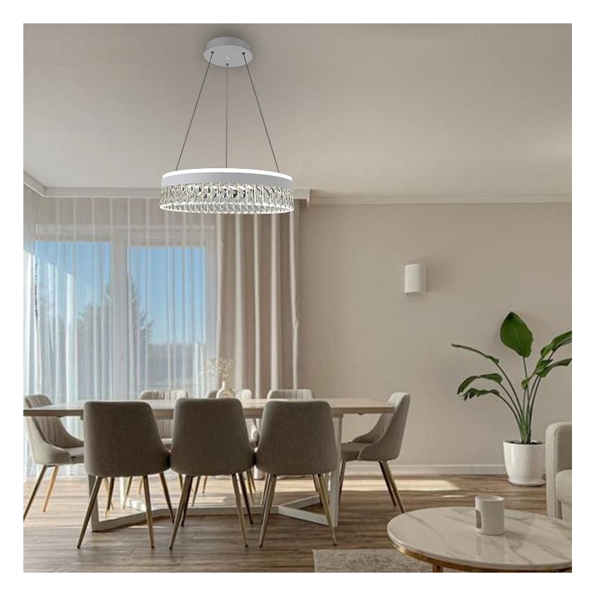 LED prigušiva kristalni luster na sajli LED/90W/230V 3000-6500K bela + daljinski upravljač