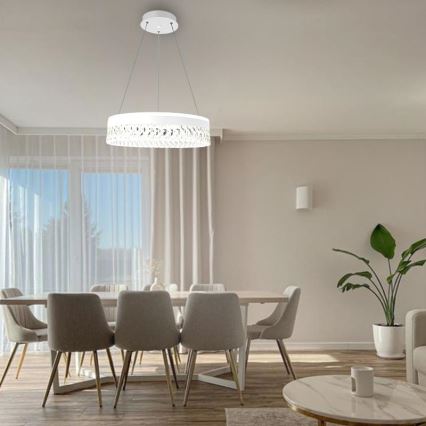 LED prigušiva kristalni luster na sajli LED/90W/230V 3000-6500K bela + daljinski upravljač