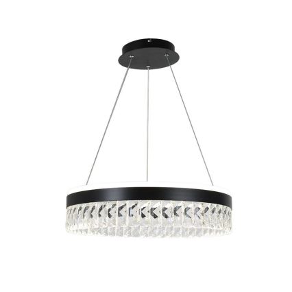 LED prigušiva kristalni luster na sajli LED/90W/230V 3000-6500K crna + daljinski upravljač