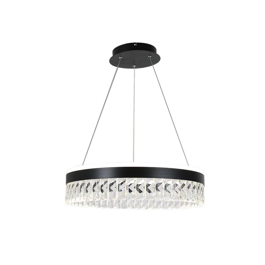 LED prigušiva kristalni luster na sajli LED/90W/230V 3000-6500K crna + daljinski upravljač
