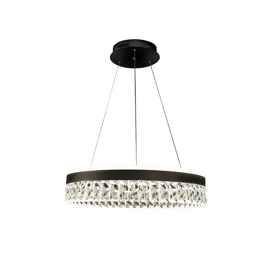LED prigušiva kristalni luster na sajli LED/90W/230V 3000-6500K crna + daljinski upravljač
