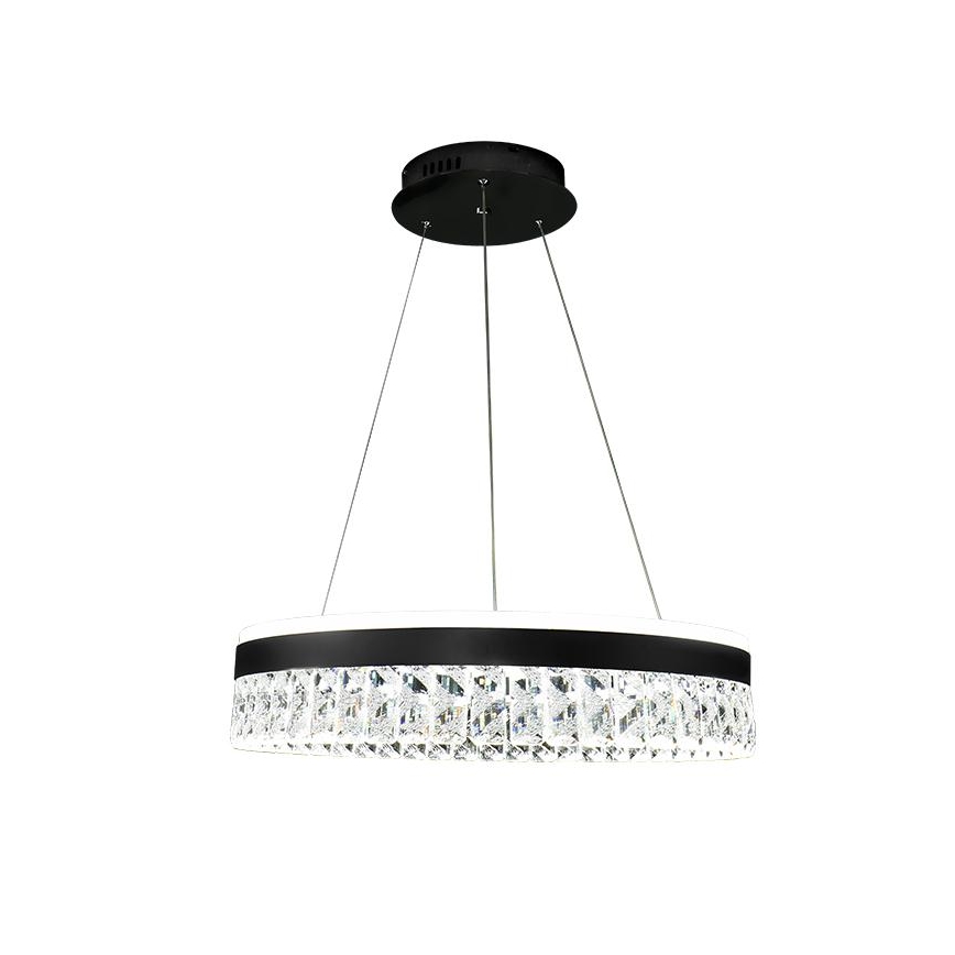 LED prigušiva kristalni luster na sajli LED/90W/230V 3000-6500K crna + daljinski upravljač