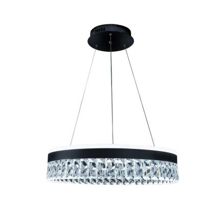 LED prigušiva kristalni luster na sajli LED/90W/230V 3000-6500K crna + daljinski upravljač