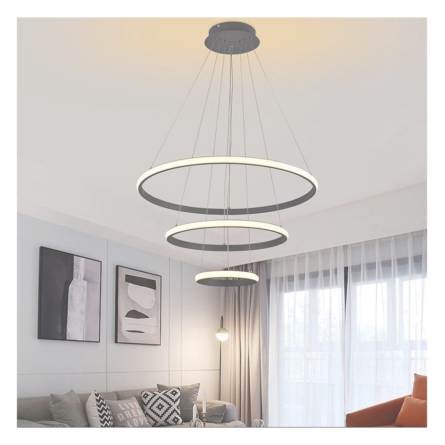 LED prigušiva luster na sajli LED/90W/230V 3000-6500K prečnik 60 cm + daljinski upravljač