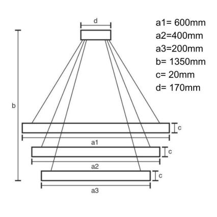 LED prigušiva luster na sajli LED/90W/230V 3000-6500K prečnik 60 cm + daljinski upravljač