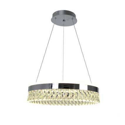 LED prigušiva kristalni luster na sajli LED/90W/230V 3000-6500K sjajni hrom + daljinski upravljač