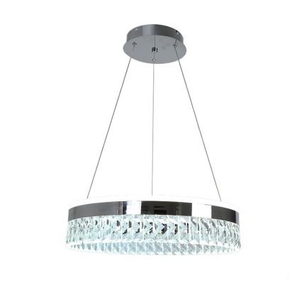 LED prigušiva kristalni luster na sajli LED/90W/230V 3000-6500K sjajni hrom + daljinski upravljač