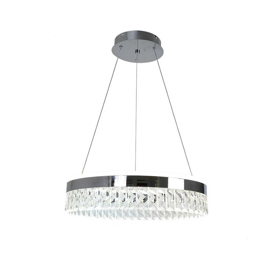 LED prigušiva kristalni luster na sajli LED/90W/230V 3000-6500K sjajni hrom + daljinski upravljač