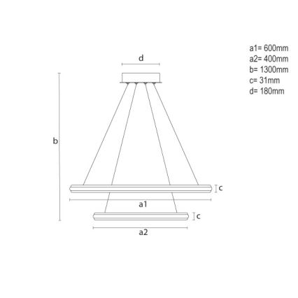 LED prigušiva luster na sajli LED/90W/230V 3000-6500K prečnik 60 cm + daljinski upravljač
