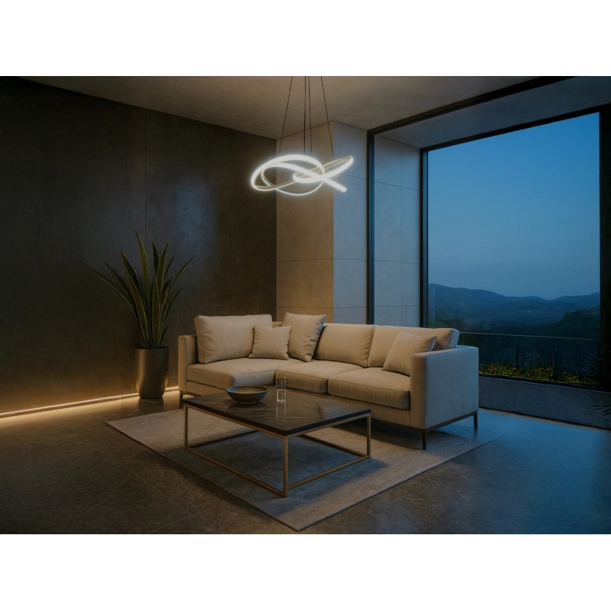 LED prigušiva lampa na sajli LED/95W/230V 3000-6500K prečnik 57 cm + sa daljinskim upravljačem