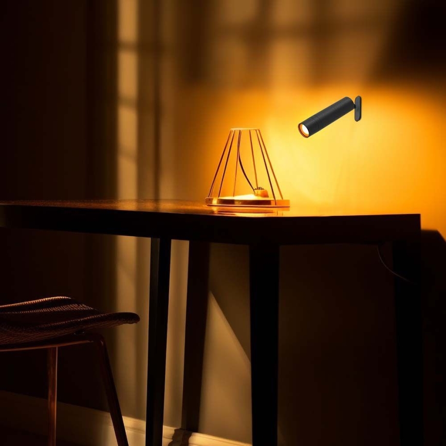 LED prigušiva magnetna punjiva stona lampa 3u1 LED/3W/5V 4000K 1500 mAh crna