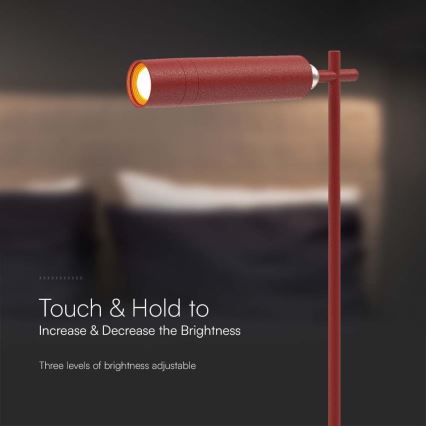 LED prigušiva magnetna punjiva stona lampa 3u1 LED/3W/5V 4000K 1500 mAh crvena