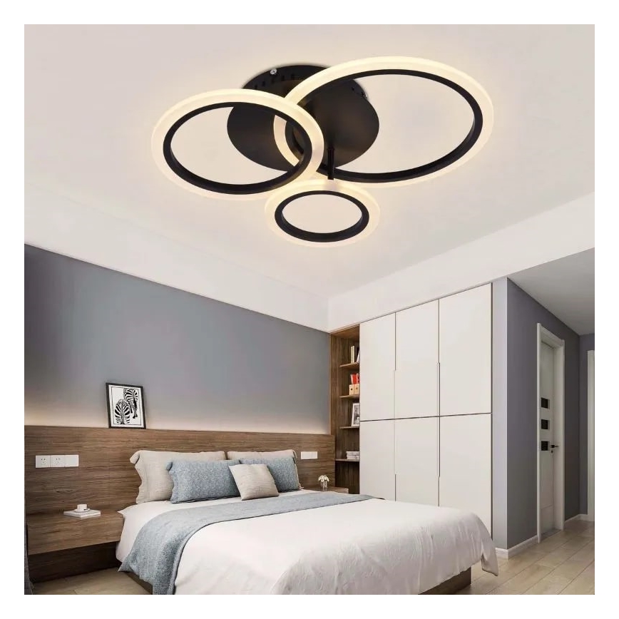 LED prigušiva plafonska lampa LED/40W/230V 3000-6500K crna + daljinski upravljač