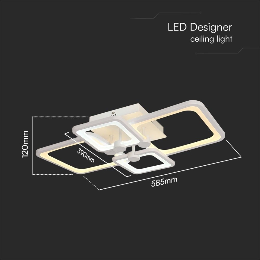 LED prigušiva prislonjen plafonski luster LED/70W/230V 3000-6500K + daljinski upravljač