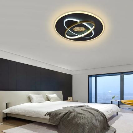 LED prigušiva stropno svetlo LED/80W/230V 3000-6500K crno + daljinski upravljač