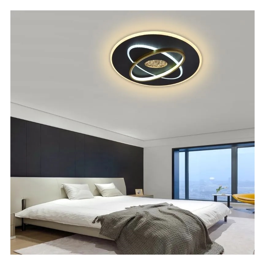 LED prigušiva stropno svetlo LED/80W/230V 3000-6500K crno + daljinski upravljač