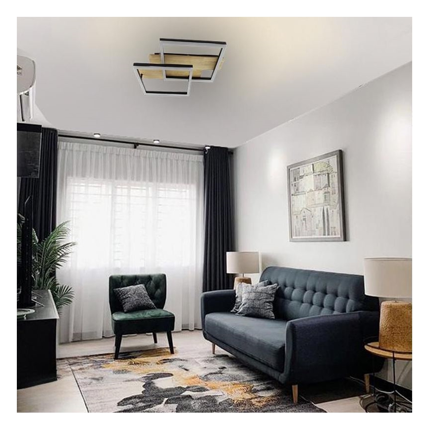LED prigušiva stropna svetiljka LED/85W/230V 3000-6500K hrast + daljinski upravljač