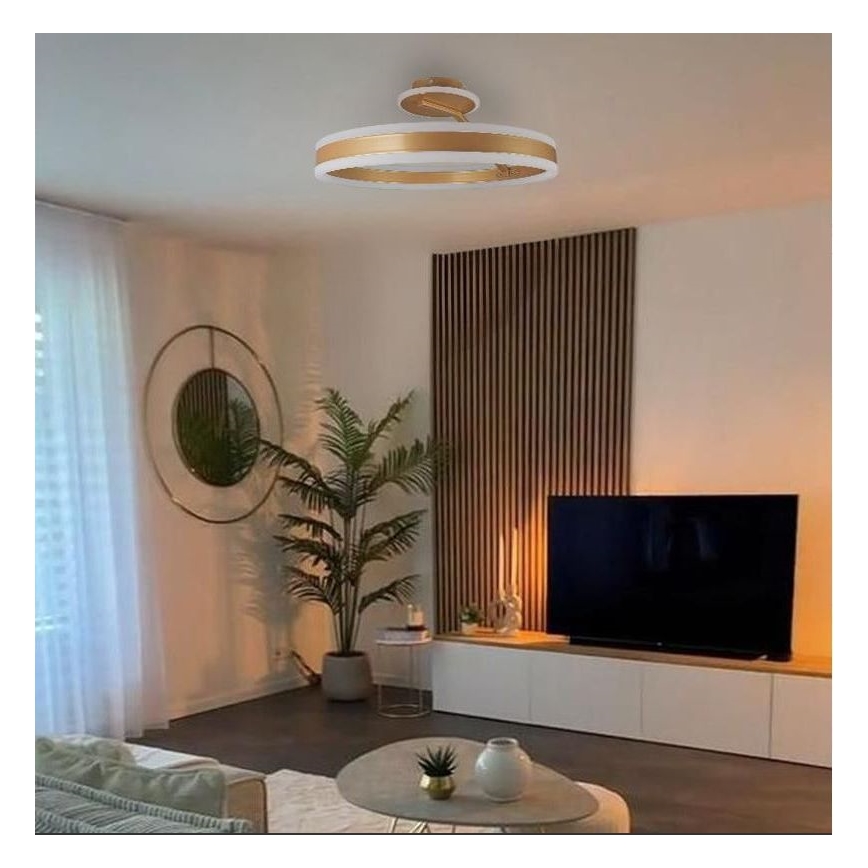LED prigušiva plafonska lampa LED/86W/230V 3000-6500K zlatna + daljinski upravljač