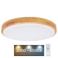 LED prigušiva plafonska lampa LENA LED/60W/230V 3000-6500K hrast + daljinski upravljač