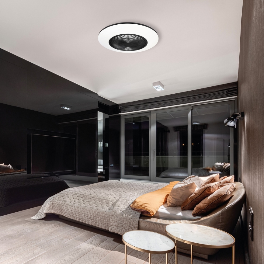 Prigušiva LED plafonska svetiljka sa ventilatorom ARIA LED/38W/230V 3000-6000K crna/bela + daljinski upravljač
