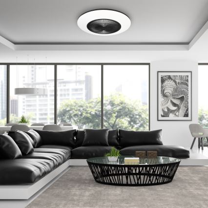 Prigušiva LED plafonska svetiljka sa ventilatorom ARIA LED/38W/230V 3000-6000K crna/bela + daljinski upravljač