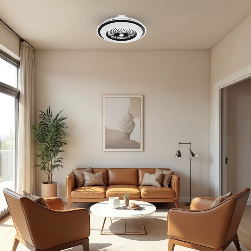 LED prigušiva stropna svetiljka sa ventilatorom ZEPHYR LED/48W/230V 3000-6000K crna + daljinski upravljač